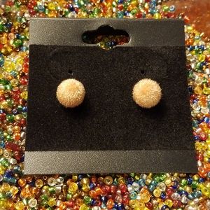 Tan Fuzzy Earrings